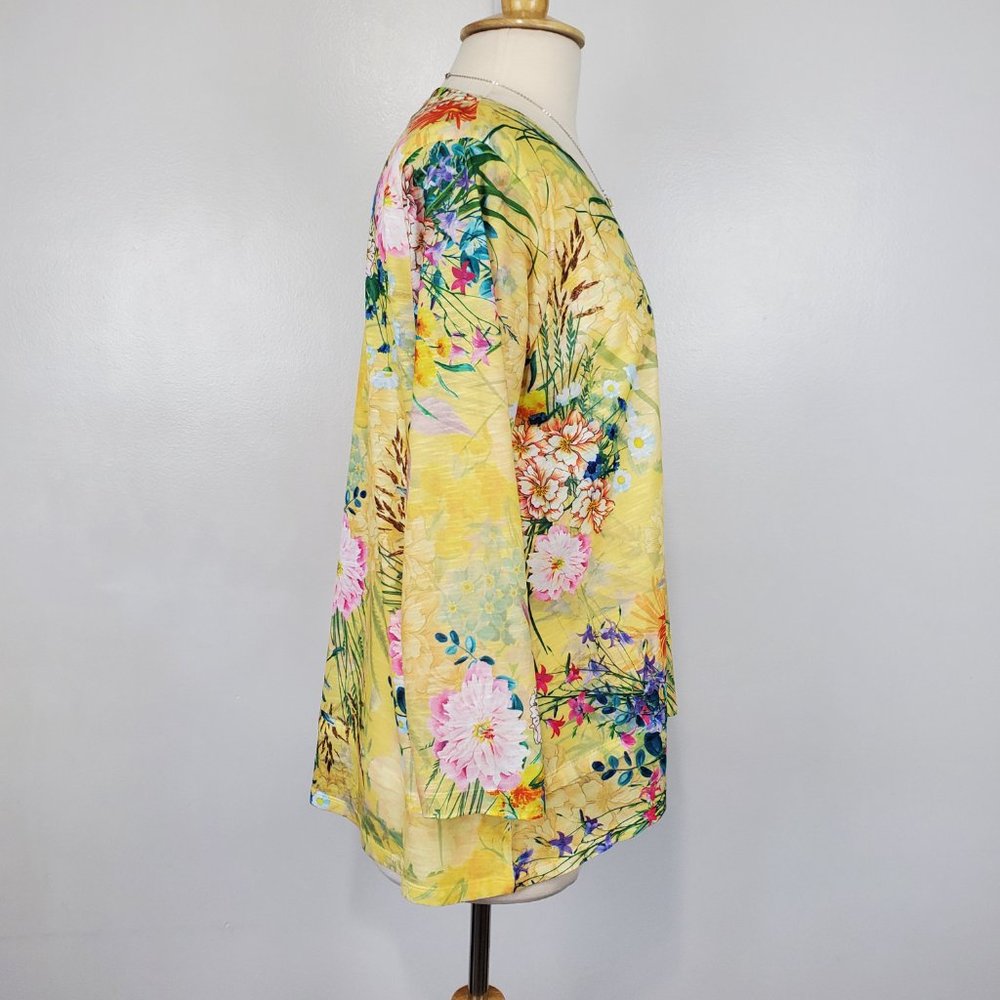 Concepts Beautiful Cheerful Garden Floral Bling V-Neck Top, NWOT, Size L (12-14) - Picture 8 of 16